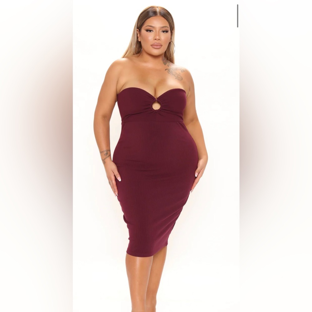 Off to brunch midi dress in wine